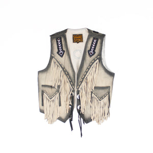 Veste Cuir sans manches Franges Medium