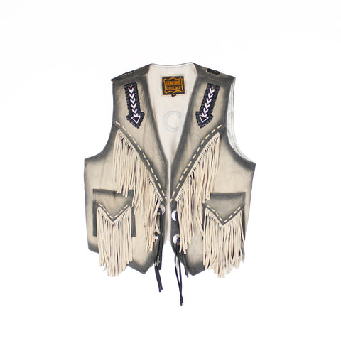 Veste Cuir sans manches Franges Medium