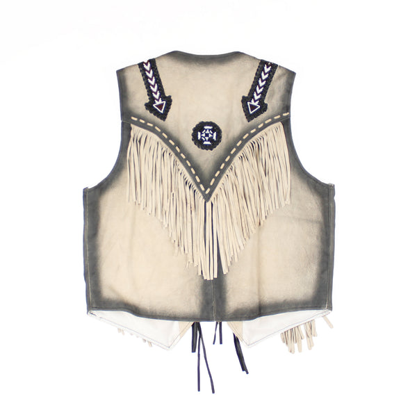 Veste Cuir sans manches Franges Medium