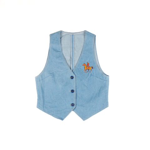 Veste Jeans sans manches 70s Western Country Small