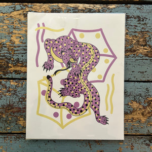 Affiche Illustration Print Feline - Panthère Mauve