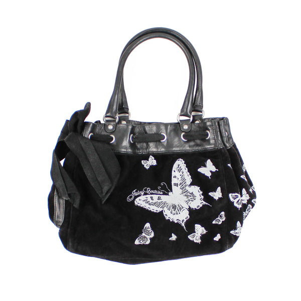 Sac à main Juicy Couture Daydreamer Papillons Velour noir Y2K 2000s