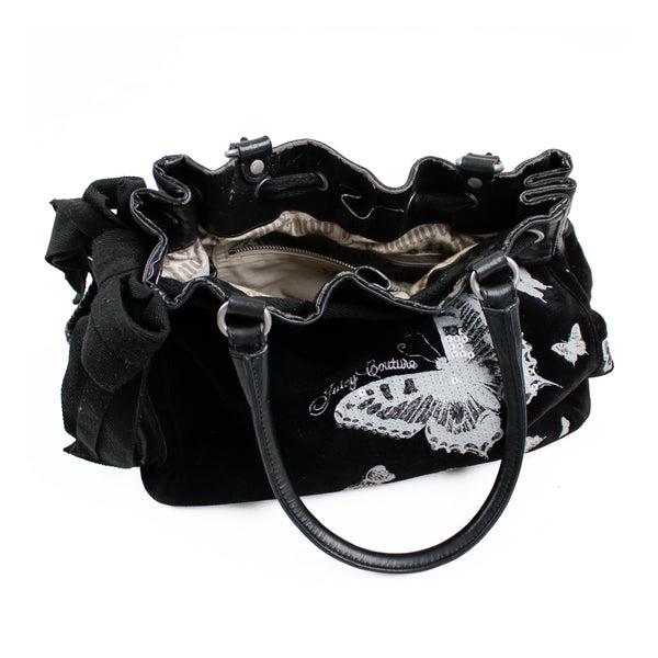 Sac à main Juicy Couture Daydreamer Papillons Velour noir Y2K 2000s