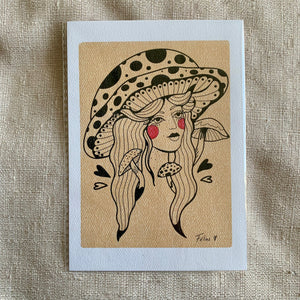 Affiche Illustration Print - Femme champignons X Féline